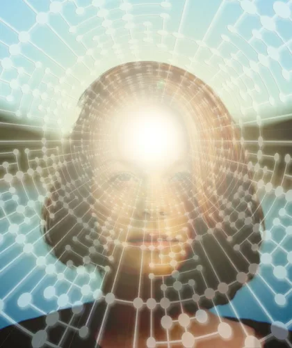 девушка со светом на лице